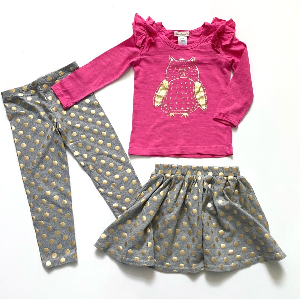 Everbloom Set Leggings & Skirt 3T Tee Top 4T